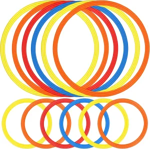 Libima 12 Pcs Obstacle Course Ring Set 16 Inch 28 Inch Hoop Plastic Toys Exercise Hoops Bulk for Little Teens Adults Party Games Educational Activities Holiday Decoration Gymnastics, 4 Colors