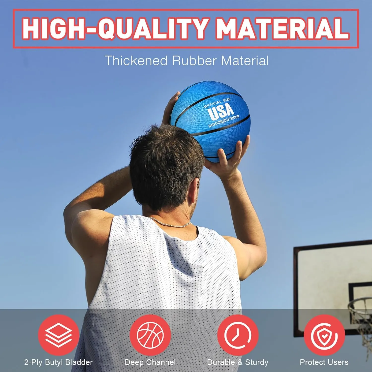 Libima 4 Pcs Rubber Basketball with Pump Official Indoor Outdoor Basketball Sport Gift for Game Practice Training Kids Teens Adults Streetbballs