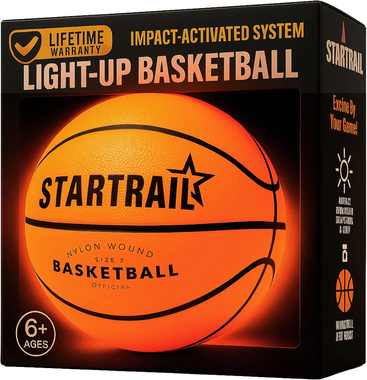 Light Up Basketball | Glow in The Dark Basketball | LED Basketball Size 7 | Glowing Basketball Ball | Lighted Basketball | Coolest Things for Boys & Girls | Toys for 10 Year Old Kids