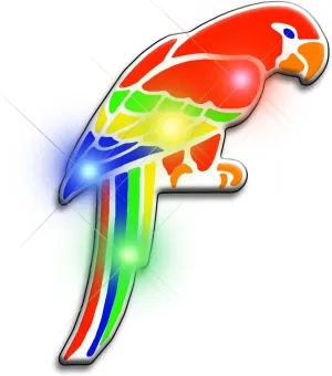 Light Up Parrot Flashing Blinking LED Body Light Lapel Pins (Set of 5)