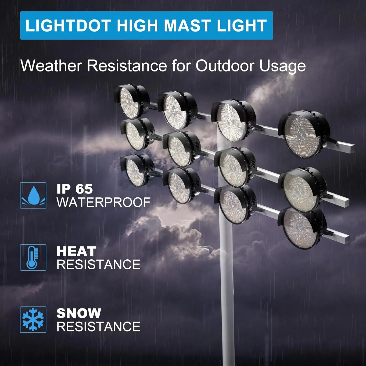 Lightdot 600W LED Stadium Lights with Reflector (Reduce Light Loss, Can Be Removed) 100-277V 90000Lm Commercial LED Sport Lights with US Hook/Bracket Mount for Sport Fields/Courts-1Pack