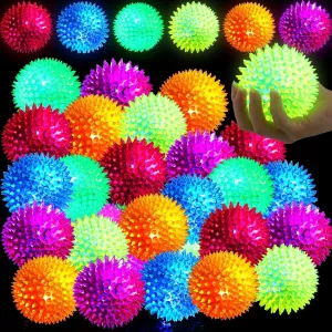 Liliful Large Light up Bouncy Balls 3. 4 Inch LED Rubber Ball Spiky Flashing Lights Holiday Toy Blinking Sensory Bouncy Flash Stress Ball for Adults, Pets, Party Favors, Christmas