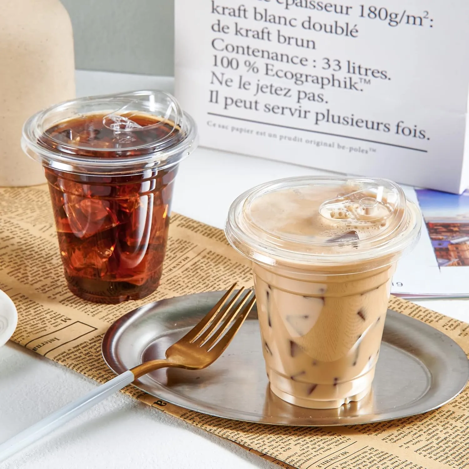Lilymicky [100 PACK] 12 oz Clear Plastic Cups With Strawless Sip Lids, Disposable Plastic Cups With Sip Through Lids for Ice Coffee, Smoothie, Slurpee, or Any Cold Drinks