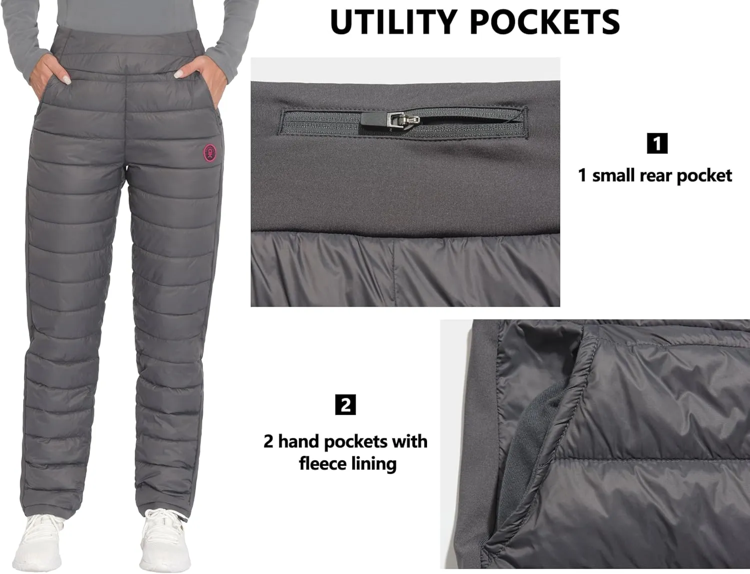 Little Donkey Andy Women's Puffer Pants Lightweight Warm Puffy Quilted Pants Winter Snow Ski Trousers