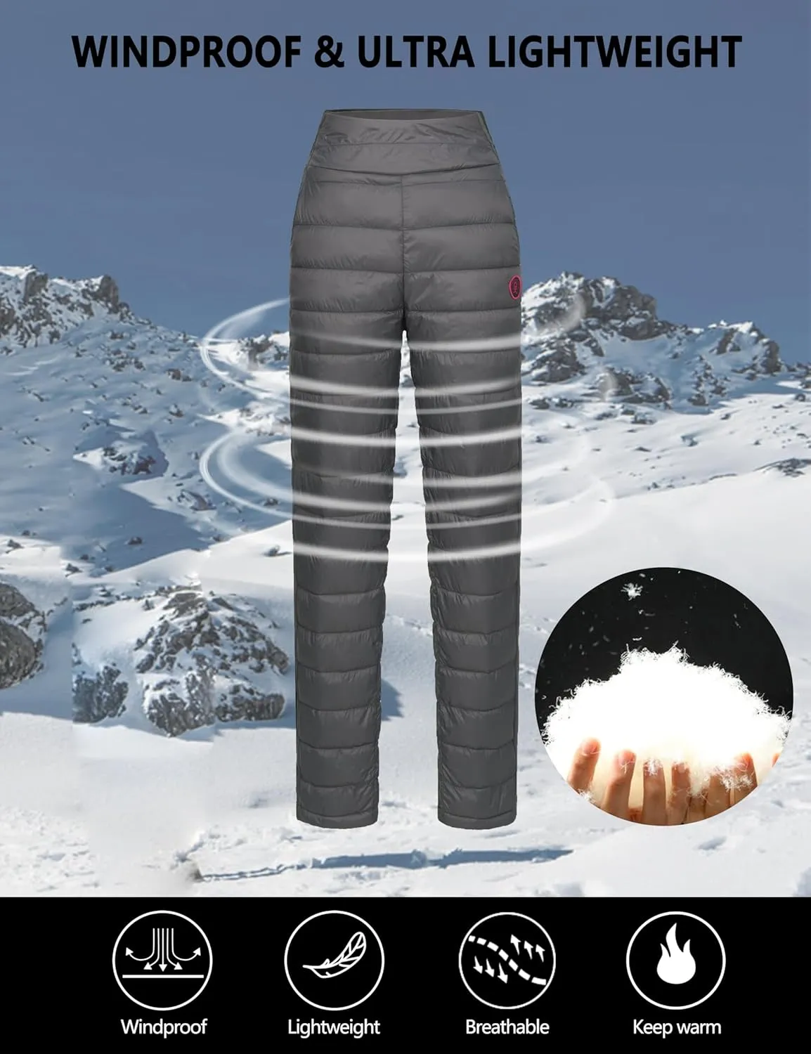 Little Donkey Andy Women's Puffer Pants Lightweight Warm Puffy Quilted Pants Winter Snow Ski Trousers