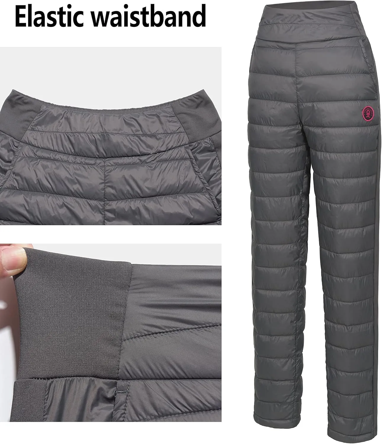 Little Donkey Andy Women's Puffer Pants Lightweight Warm Puffy Quilted Pants Winter Snow Ski Trousers