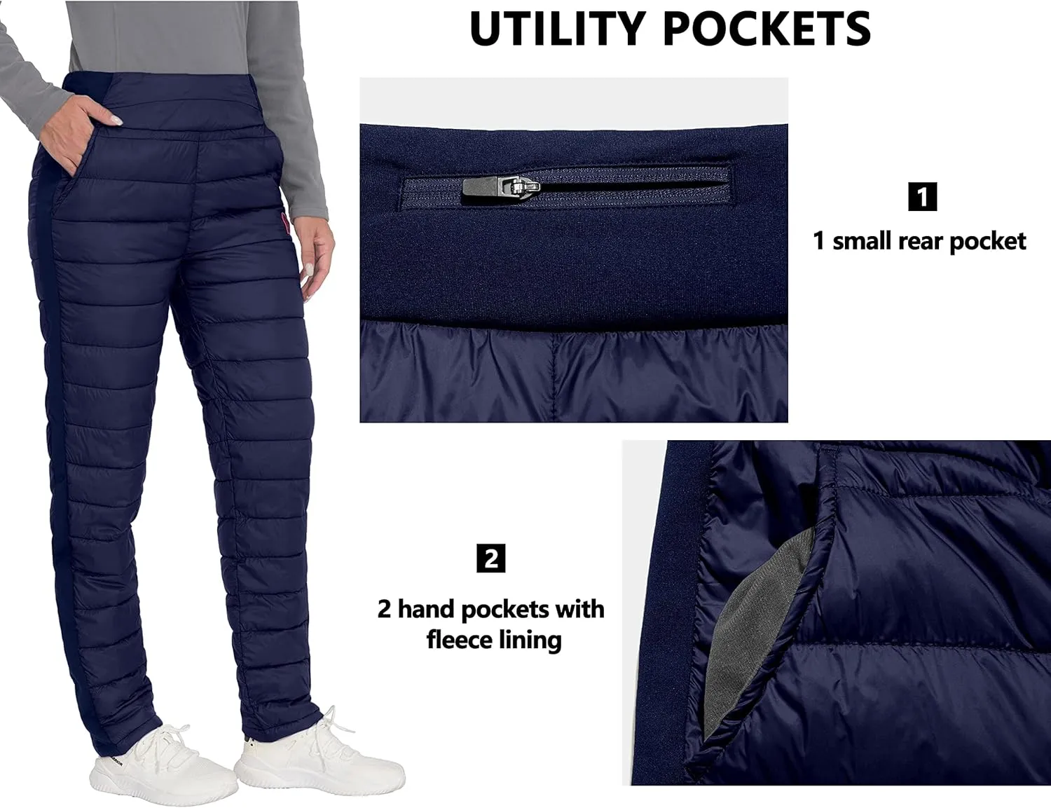 Little Donkey Andy Women's Puffer Pants Lightweight Warm Puffy Quilted Pants Winter Snow Ski Trousers