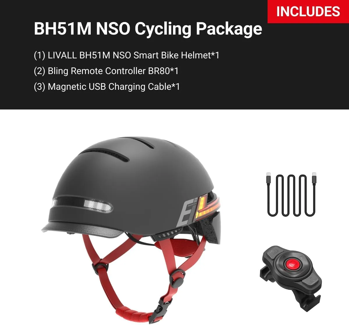 LIVALL BH51M NSO Smart Bluetooth Bike Helmet with Speakers & Built-in Microphone, CE CPSC Certified, Bike Helmet with Smart Turn Signals, Fall Detection, Bike Helmet with Visor for Adults Men Women