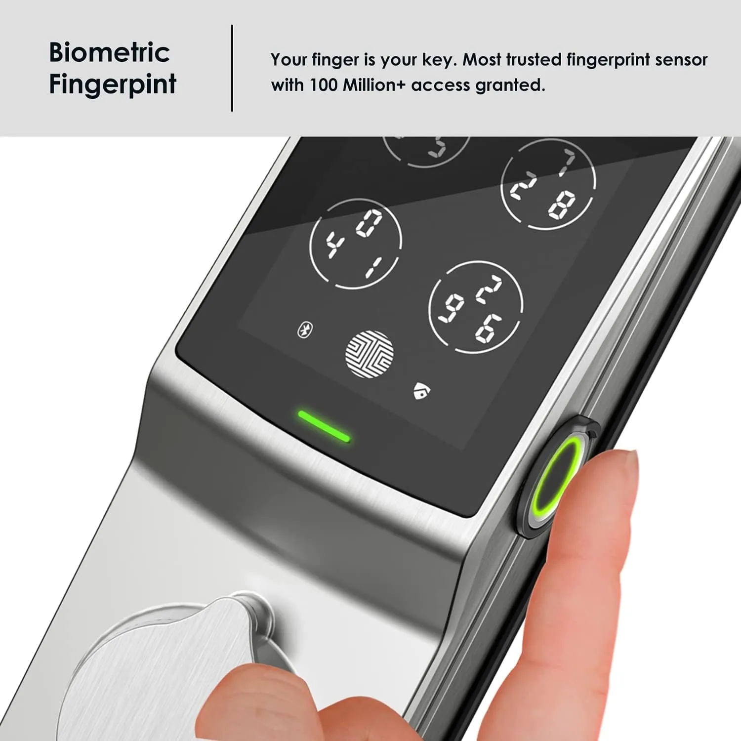 Lockly Secure Pro Wi-Fi Smart Door Lock, Keyless Entry with PIN Genie® Digital Keypad, 3D Biometric Fingerprint Sensor Front Door Lock Deadbolt, Voice Control & Auto Lock - Left Fingerprint Edition
