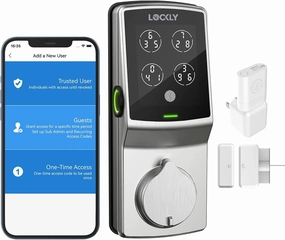 Lockly Secure Pro, Wi-Fi Smart Lock, PIN Genie® Keypad, 3D Biometric Fingerprint Sensor, Auto Lock Deadbolt (Satin Nickel, a Special Edition for Special Door Frame and Thick Fingers)