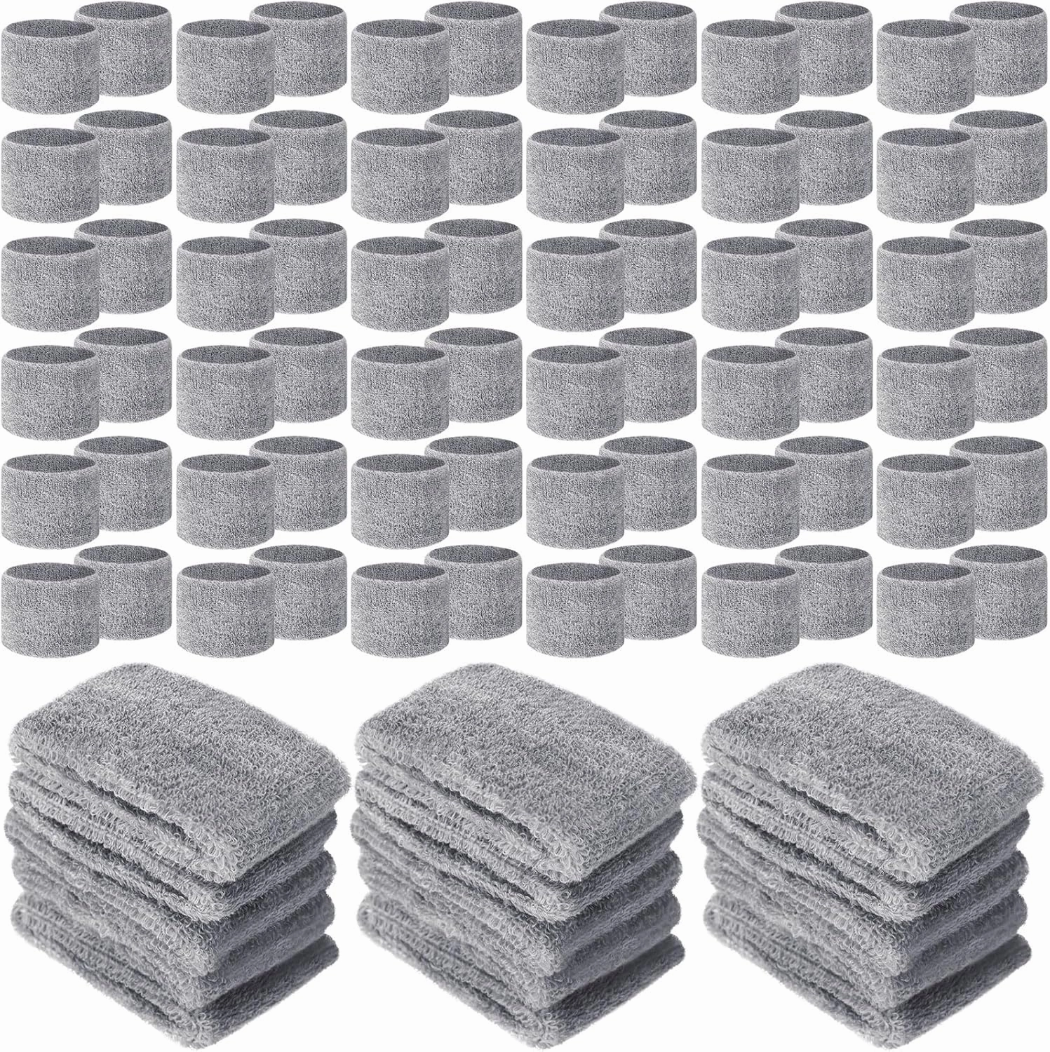 Lounsweer 72 Pcs Bulk Sports Wristbands - Sweatbands for Kids, Gifts, Party Favors, Athletics, and Fans