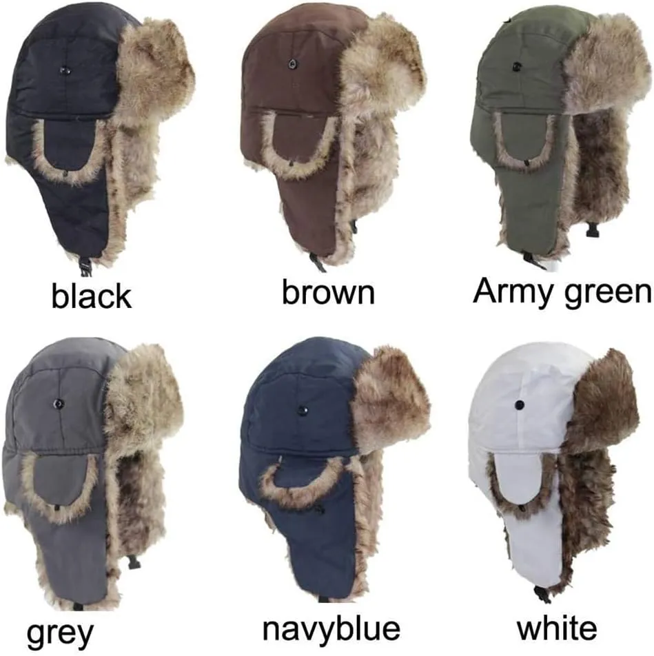 Lukitty Trapper Warm Russian Trooper Hat Winter Skiing Cap Women Men Windproof