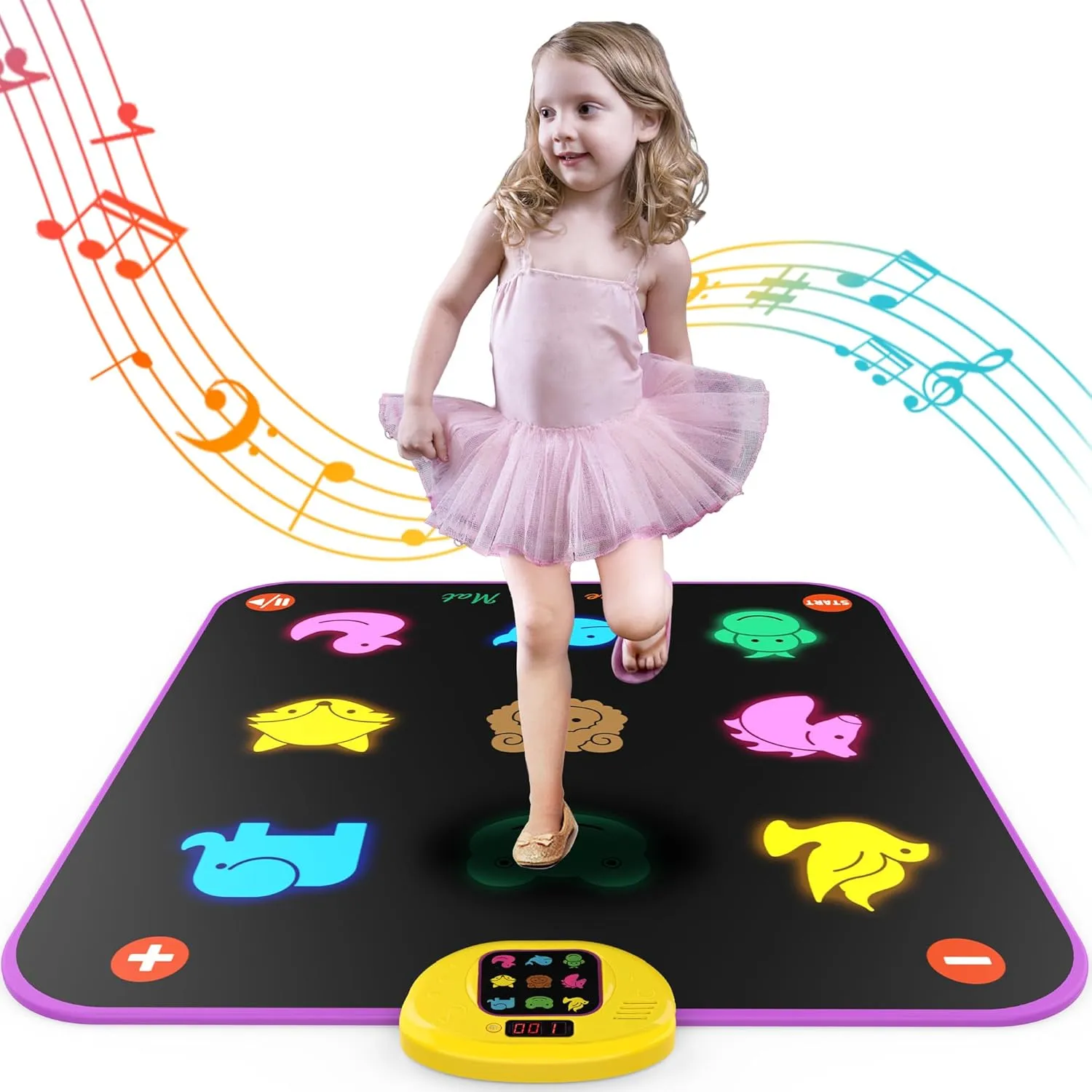 Luminous Dance Mat for Kids, Great Volume Control, Small Animal Dance Pad with 5 Gaming Modes, Large Size 35'' X 40'', Ideas Birthday Toys for Age 3  Year Old…
