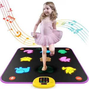 Luminous Dance Mat for Kids, Great Volume Control, Small Animal Dance Pad with 5 Gaming Modes, Large Size 35'' X 40'', Ideas Birthday Toys for Age 3  Year Old…
