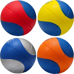 Macro Giant 6 Inch (Diameter) PU Foam Basketball, Set of 4, Basic Colors, Beginner, Training Practice, Playground, Preschool