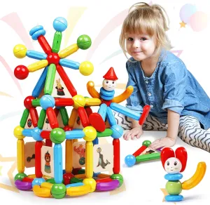 MAGBLOCK 136PCS Magnetic Sticks Toy Building Blocks Capable of Interconnection Magnet Tiles Balls Construction STEM Educational Learning Toys for 3  Year Old Boys & Girls - Ideal Children's Gift Set