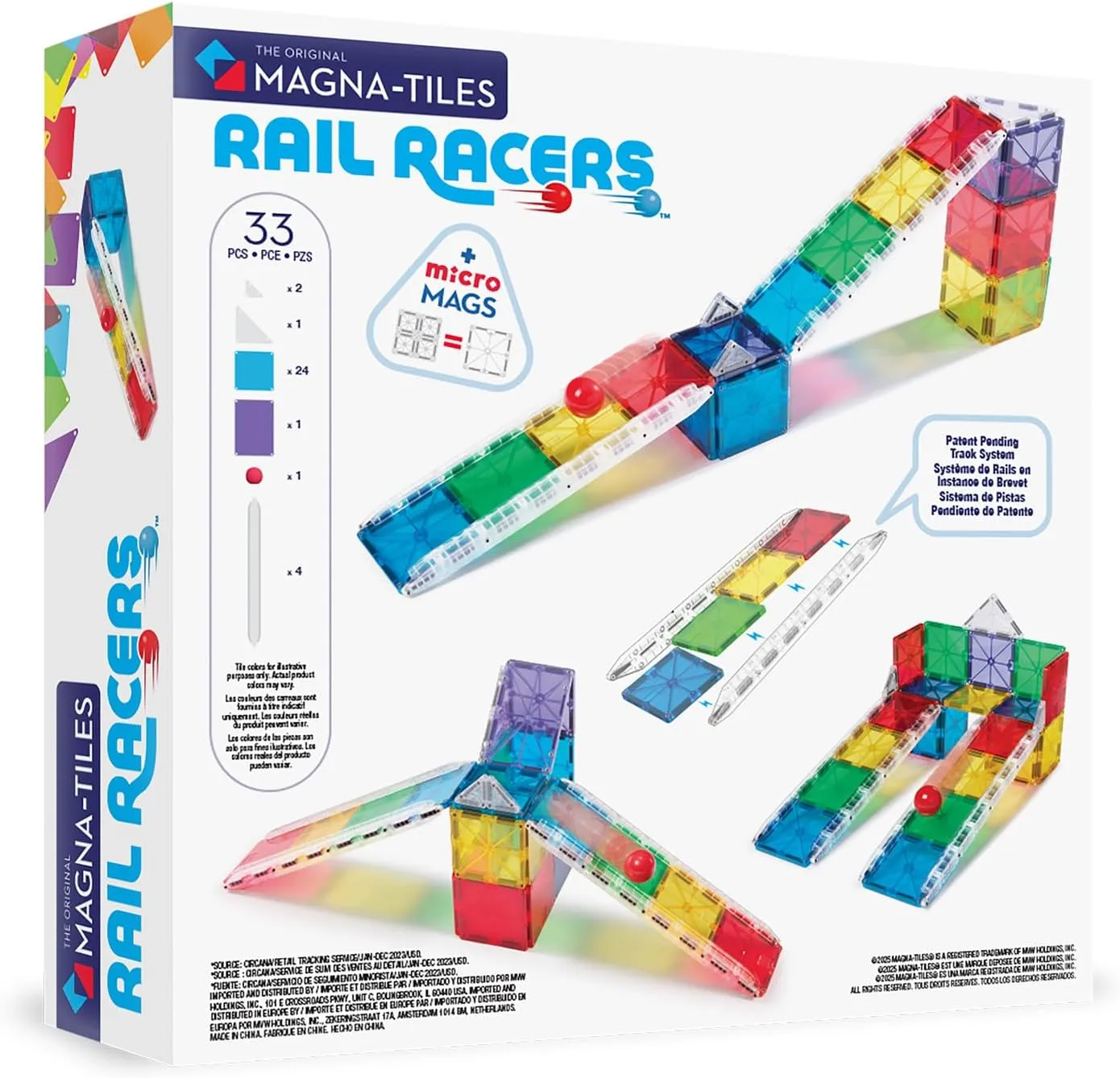 MAGNA-TILES Rail Racers 33-Piece Magnetic Construction Set, The Original Magnetic Building Brand