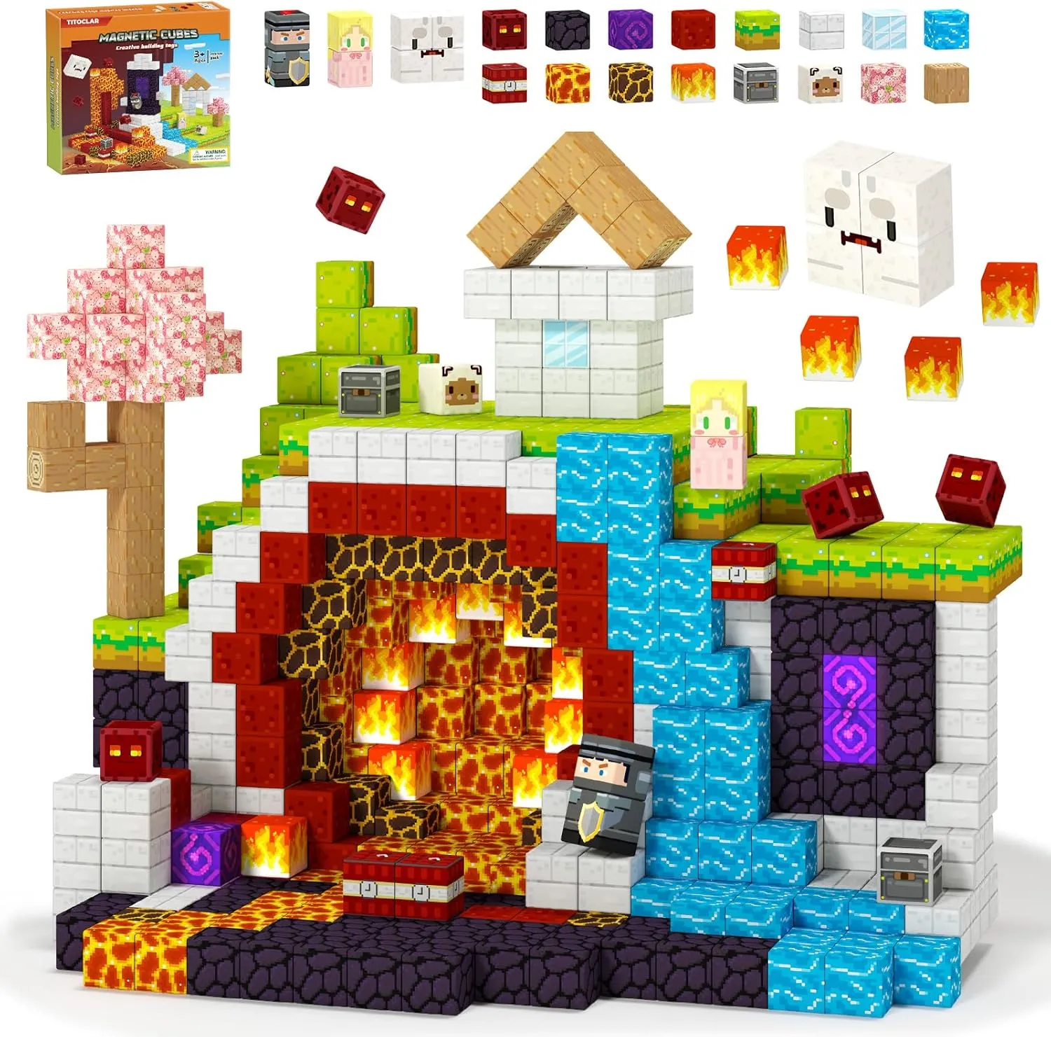 Magnetic Blocks-100PCS Magnetic Building Blocks, Magnet Toys Kids Build Cubes, Upgraded Sensroy Toys & Games, Christmas Birthday Gifts for Boys & Girls Ages 3 