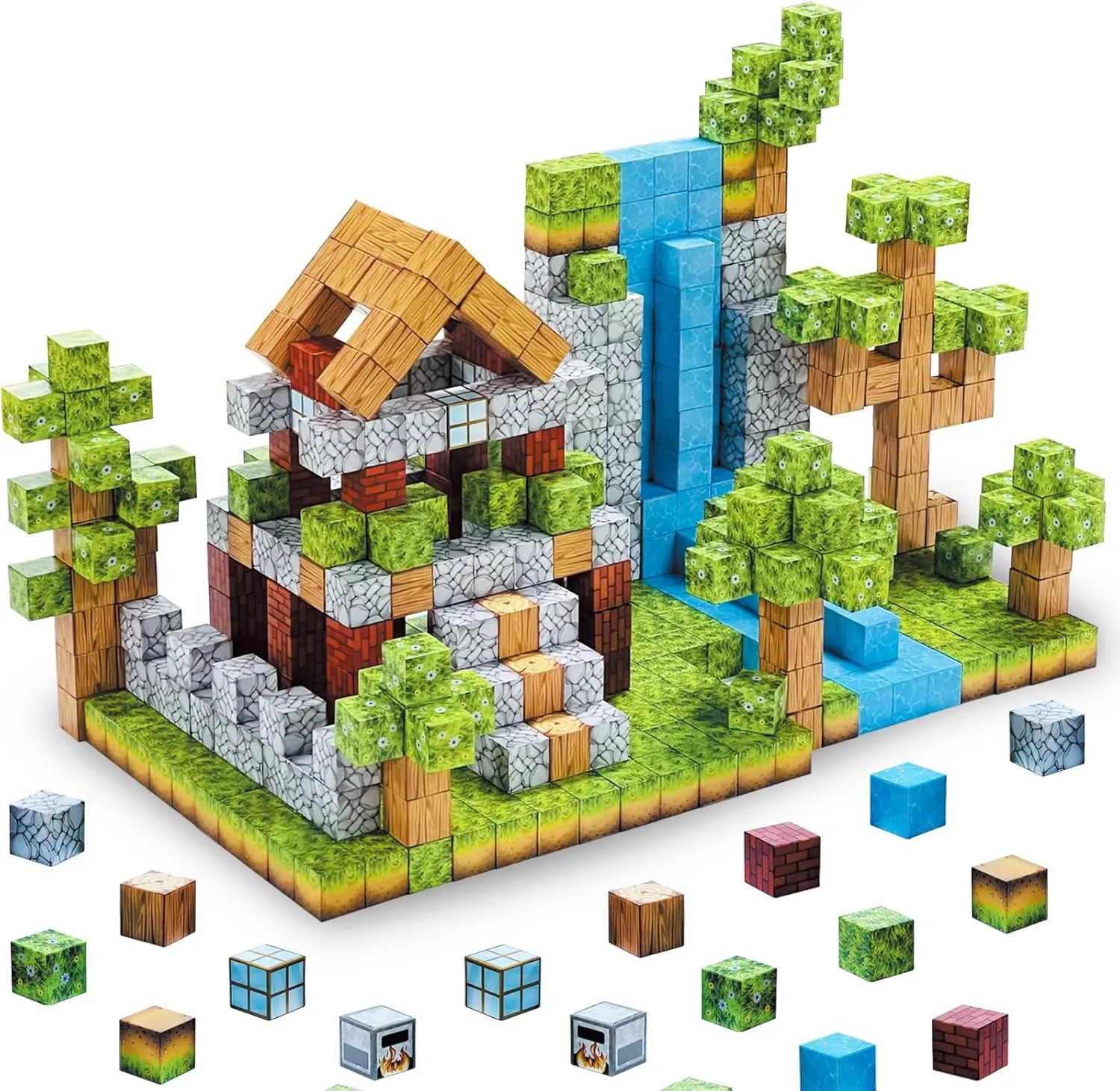 Magnetic Blocks-Build Mine Magnet World Sets,106Pcs Magnetic Tiles for Boys Girls Age 3-5 4-8 ,2.5CM Montessori Sensory Fidget Cubes Construction Toys for Kids 5-7,Kids Games Gift for 6-12 Years Old