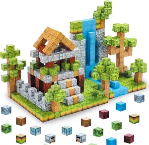 Magnetic Blocks-Build Mine Magnet World Sets,106Pcs Magnetic Tiles for Boys Girls Age 3-5 4-8 ,2.5CM Montessori Sensory Fidget Cubes Construction Toys for Kids 5-7,Kids Games Gift for 6-12 Years Old