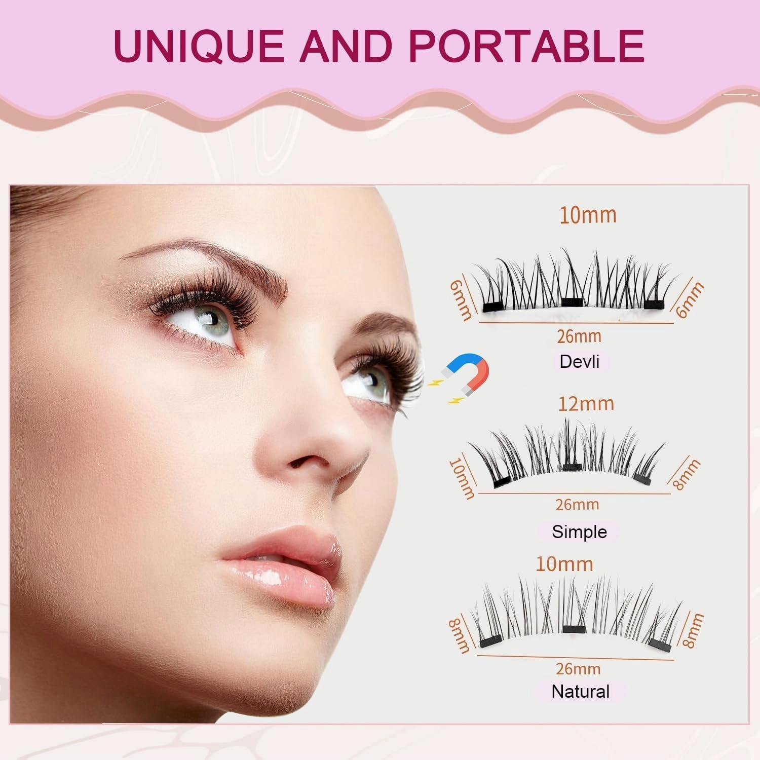Magnetic Eyelashes with Applicator,2025 New Reusable Magnetic Eyelashes Natural Look No Glue or Liner Needed,Upgraded Soft Lashes for Daily Use(Natural Natural)