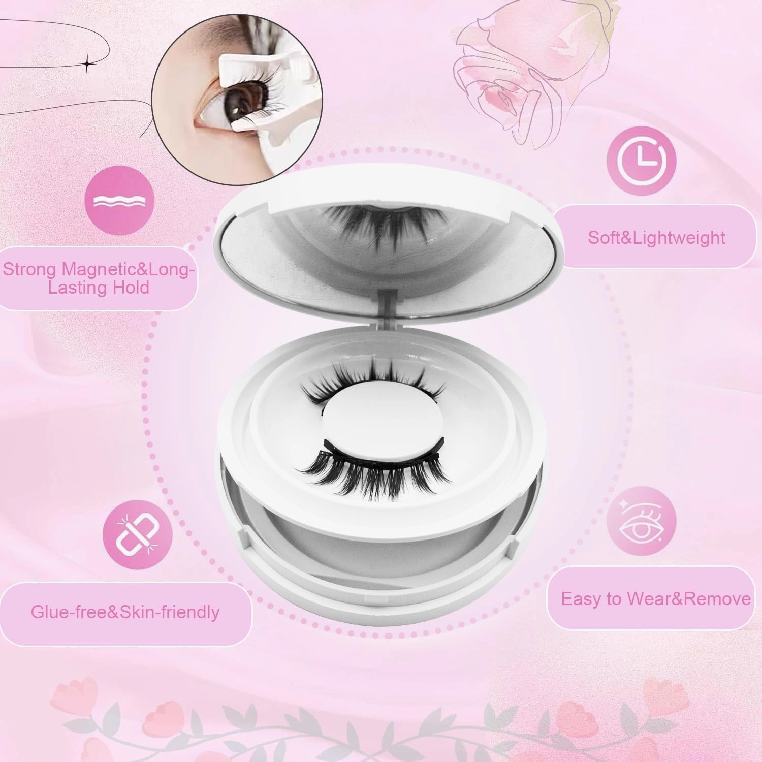 Magnetic Eyelashes with Applicator,2025 New Reusable Magnetic Eyelashes Natural Look No Glue or Liner Needed,Upgraded Soft Lashes for Daily Use(Natural Natural)