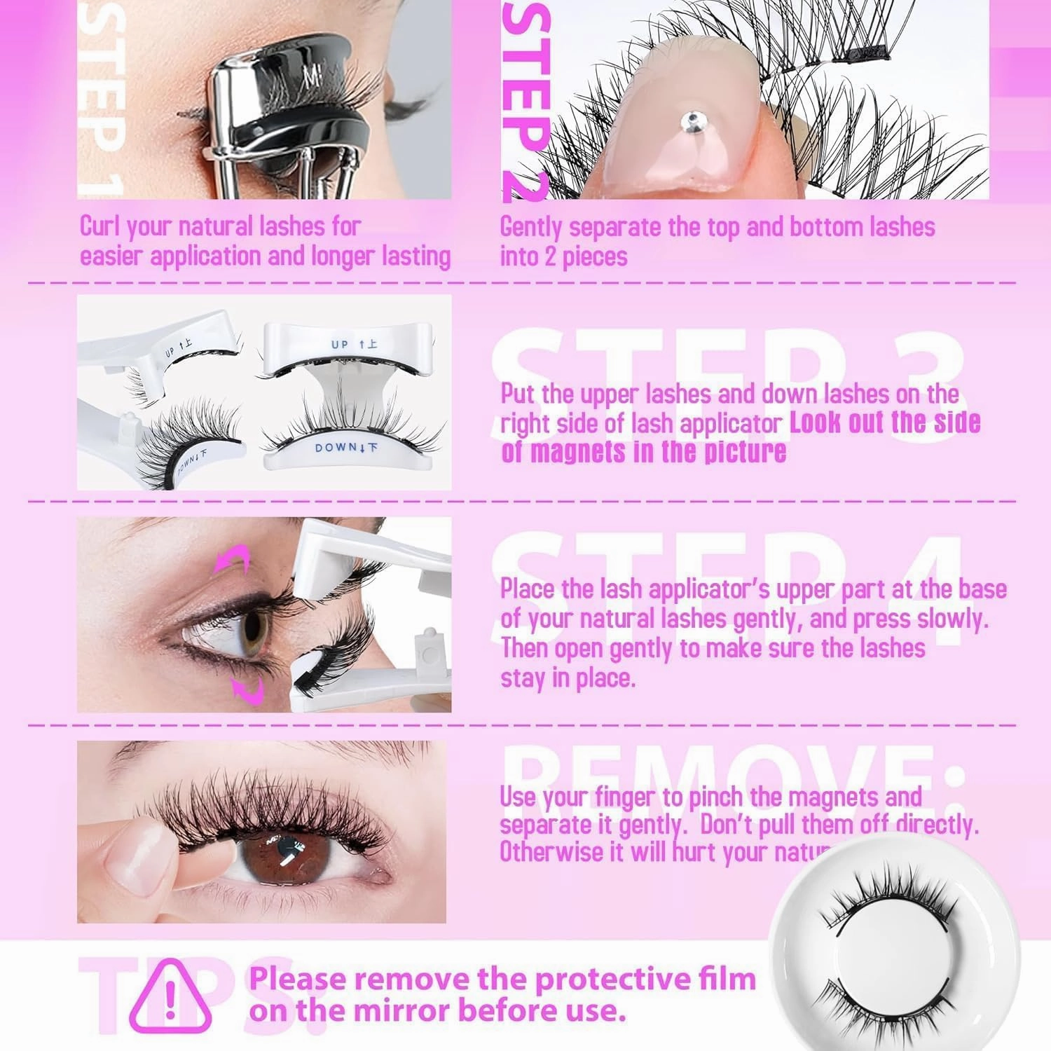 Magnetic Eyelashes with Applicator,2025 New Reusable Magnetic Eyelashes Natural Look No Glue or Liner Needed,Upgraded Soft Lashes for Daily Use(Natural Natural)