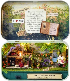 MAGQOO 3D Wooden Dollhouse Miniature DIY Doll House Kit with Furniture,DIY Box Theater Kit (Countryside Notes)