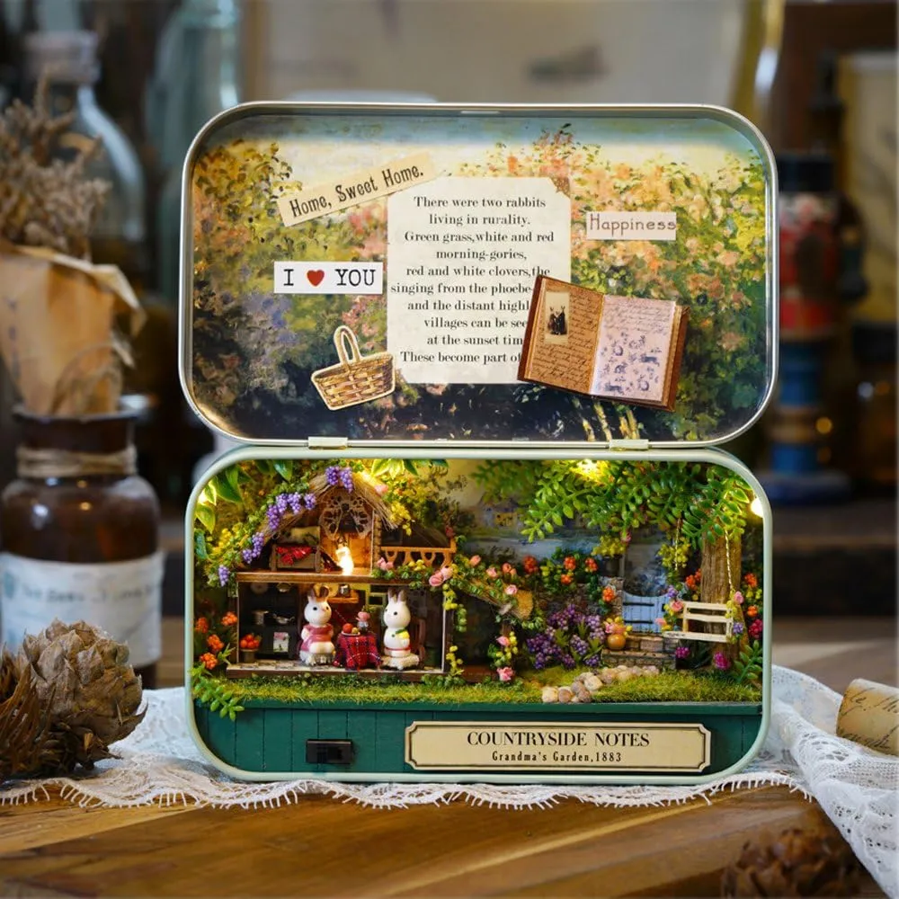 MAGQOO 3D Wooden Dollhouse Miniature DIY Doll House Kit with Furniture,DIY Box Theater Kit (Countryside Notes)