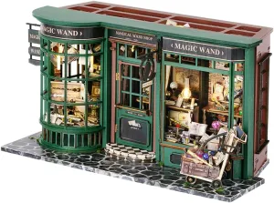 MAGQOO DIY Miniature Dollhouse Kit, DIY Wooden Dollhouse Kit Miniature House Kit, Creative Room Idea(Magic Wand Shop)