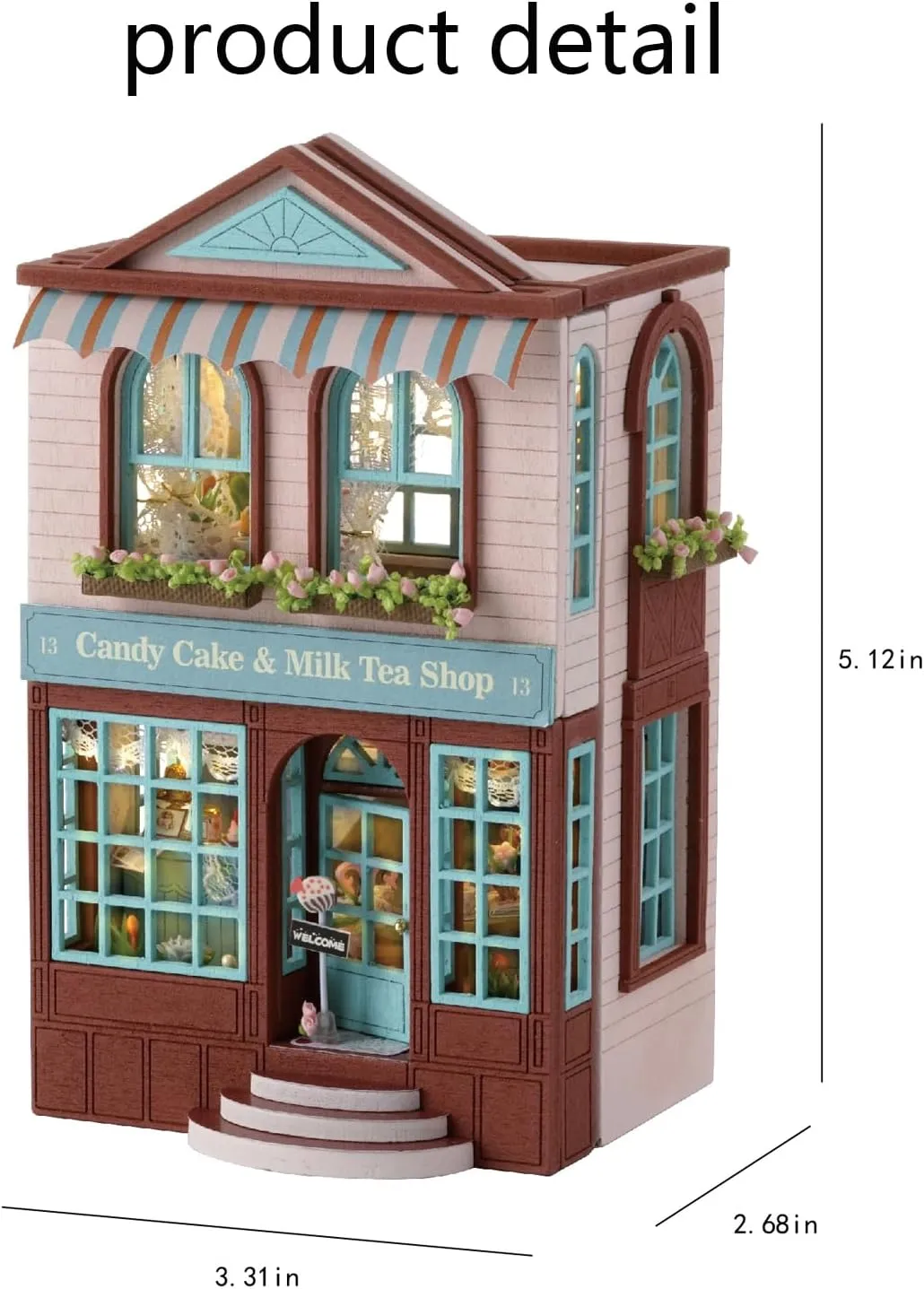 MAGQOO DIY Miniature Dollhouse Kit with Furniture 1:100 Scale Creative Room Mini Wooden Doll House Accessories DIY Miniature House Kit(Candy Cake)