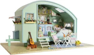 MAGQOO Wooden Dollhouse Miniature with Furniture DIY Dollhouse Kit DIY House Kit Tiny House Kit with Voice Control and Music Movement 1:18 Scale Creative Room Idea(Time Travel)