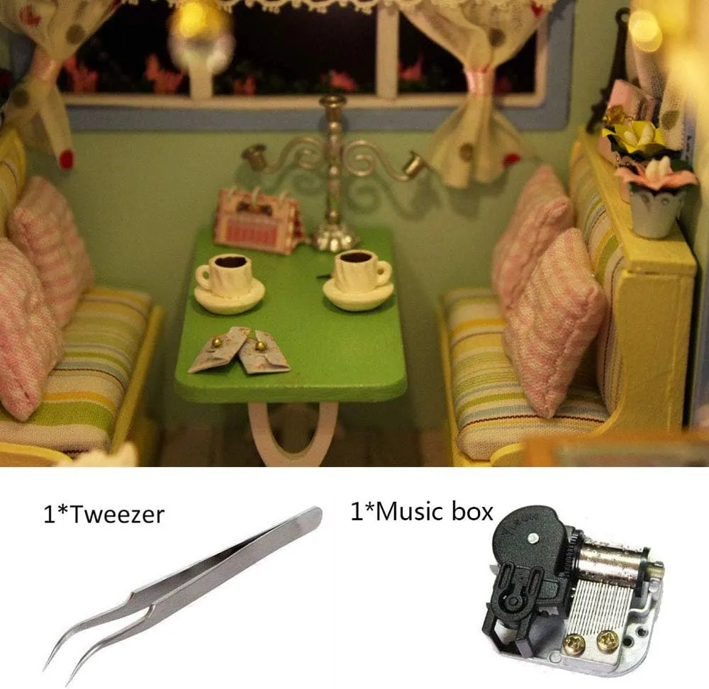 MAGQOO Wooden Dollhouse Miniature with Furniture DIY Dollhouse Kit DIY House Kit Tiny House Kit with Voice Control and Music Movement 1:18 Scale Creative Room Idea(Time Travel)