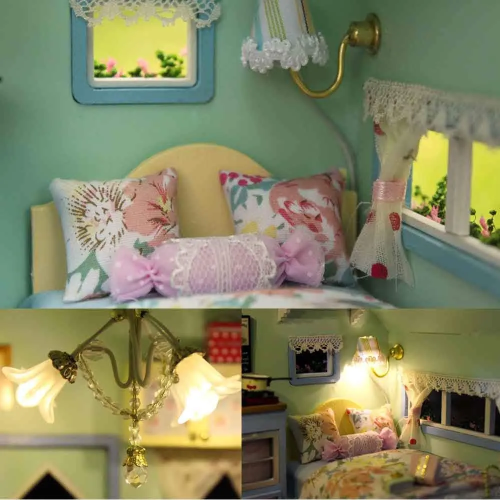 MAGQOO Wooden Dollhouse Miniature with Furniture DIY Dollhouse Kit DIY House Kit Tiny House Kit with Voice Control and Music Movement 1:18 Scale Creative Room Idea(Time Travel)