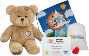 Make Your Own Stuffed Animal 16" "Brown Patches Bear - No Sew - Kit with Cute Backpack!