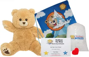 Make Your Own Stuffed Animal 16" "Furry Brown Bear - No Sew - Kit with Cute Backpack!