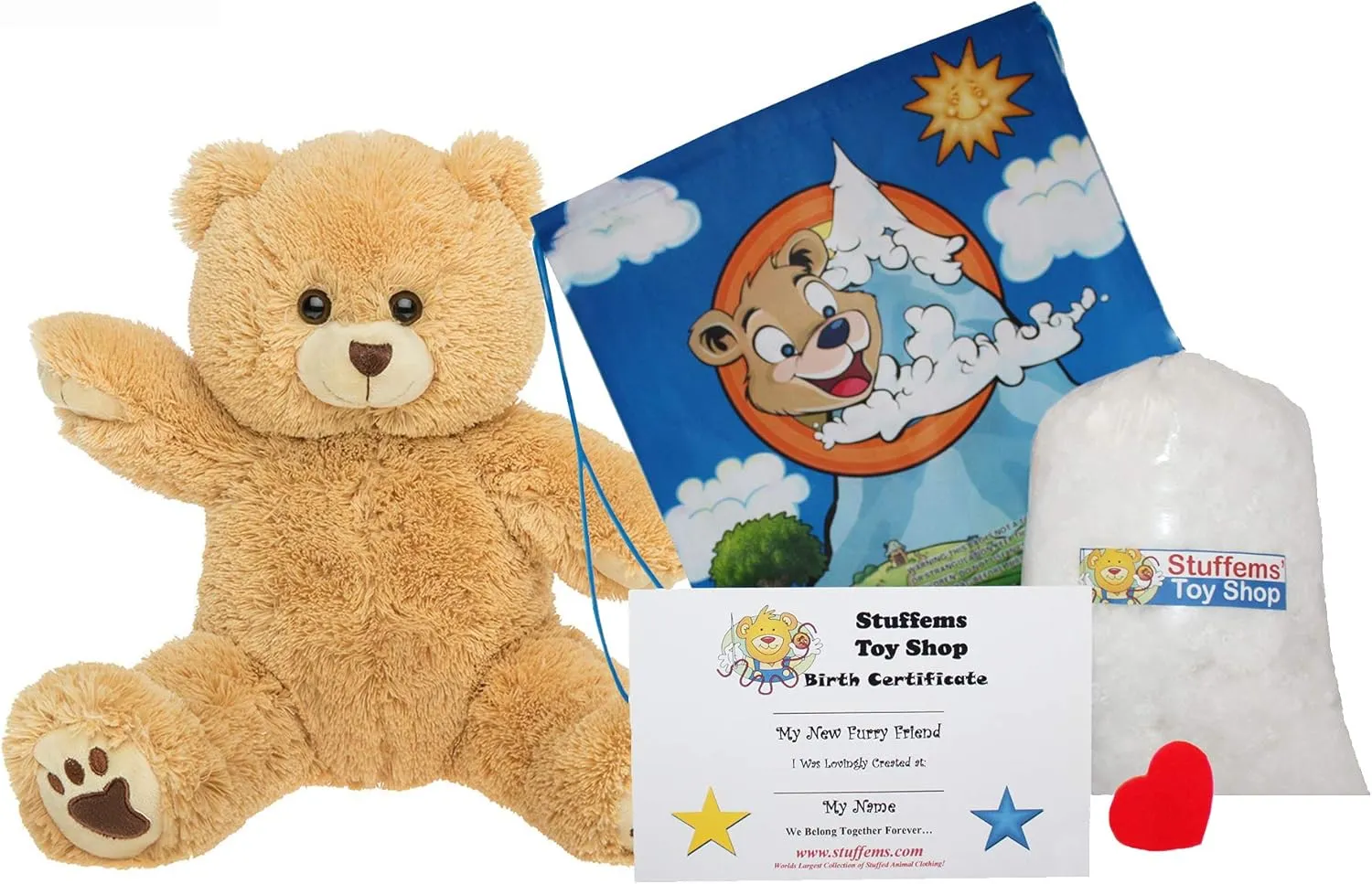 Make Your Own Stuffed Animal 16" "Furry Brown Bear - No Sew - Kit with Cute Backpack!