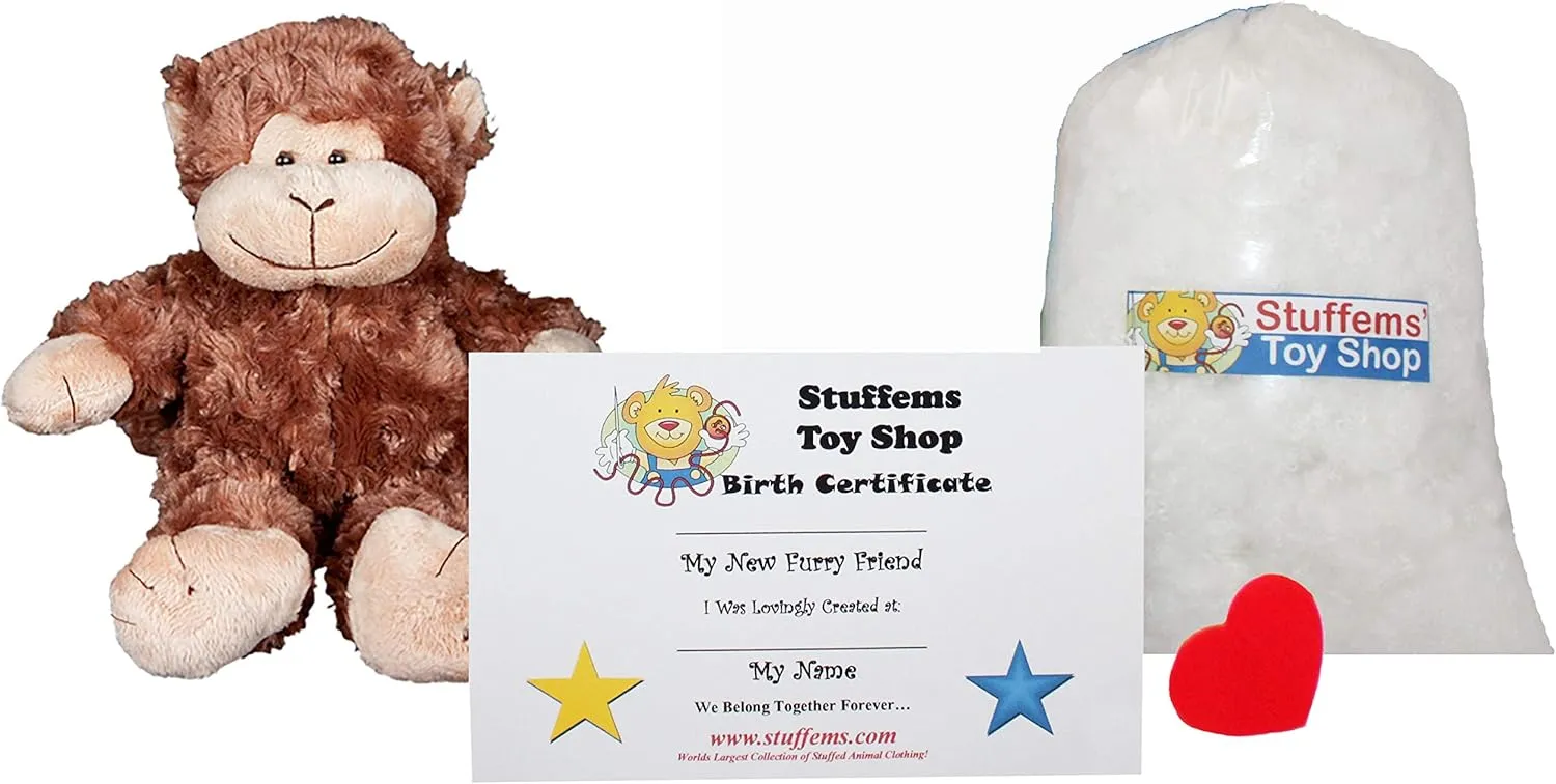Make Your Own Stuffed Animal Mini 8 Inch Cute Monkey Kit - No Sewing Required!