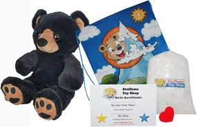Make Your Own Stuffed Animal Benjamin The Black Bear Kit 16"- No Sew - Kit with Cute Backpack!