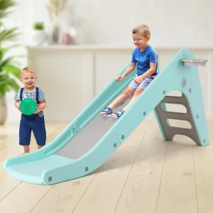 MAMIZO Freestanding Toddler Slide, Kid Slide Climbing with Basketball Hoop & Ball, Playset Slide with Extended Buffer Slide, Indoor/Outdoor Baby Slides for 3 Years  (Robin Egg Blue)