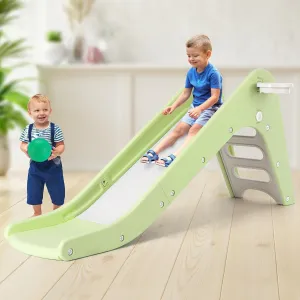 Mamizo Freestanding Toddler Slide with Basketball Hoop & Ball, Climbing Playset for 3  Years (Light Green)