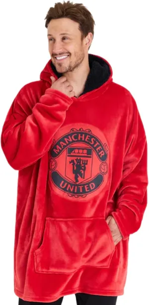 Manchester United F.C. Oversized Hoodie Blanket - Warm & Comfy for Men, Soft Fleece Football Hoodie