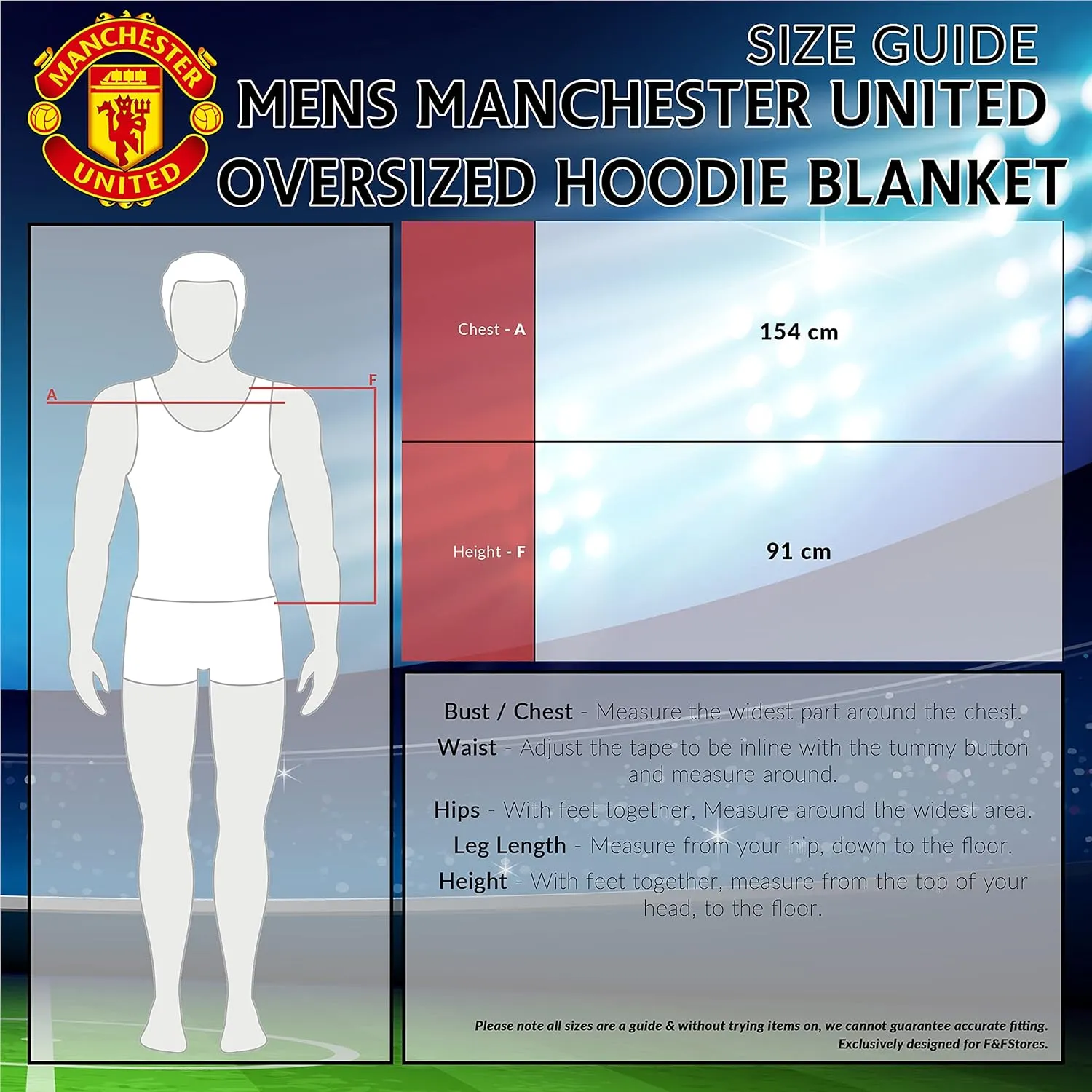 Manchester United F.C. Oversized Hoodie Blanket - Warm & Comfy for Men, Soft Fleece Football Hoodie