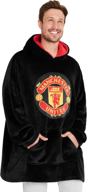 Manchester United F.C. Oversized Hoodie Blanket - Warm & Comfy for Men, Soft Fleece Football Hoodie