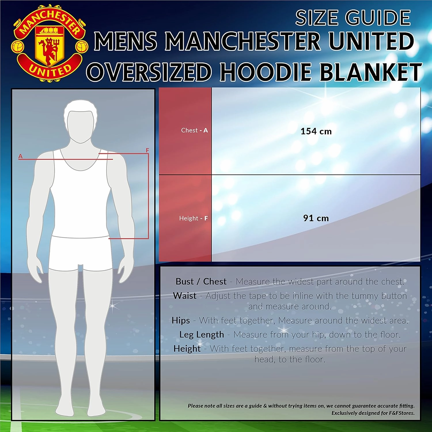 Manchester United F.C. Oversized Hoodie Blanket - Warm & Comfy for Men, Soft Fleece Football Hoodie
