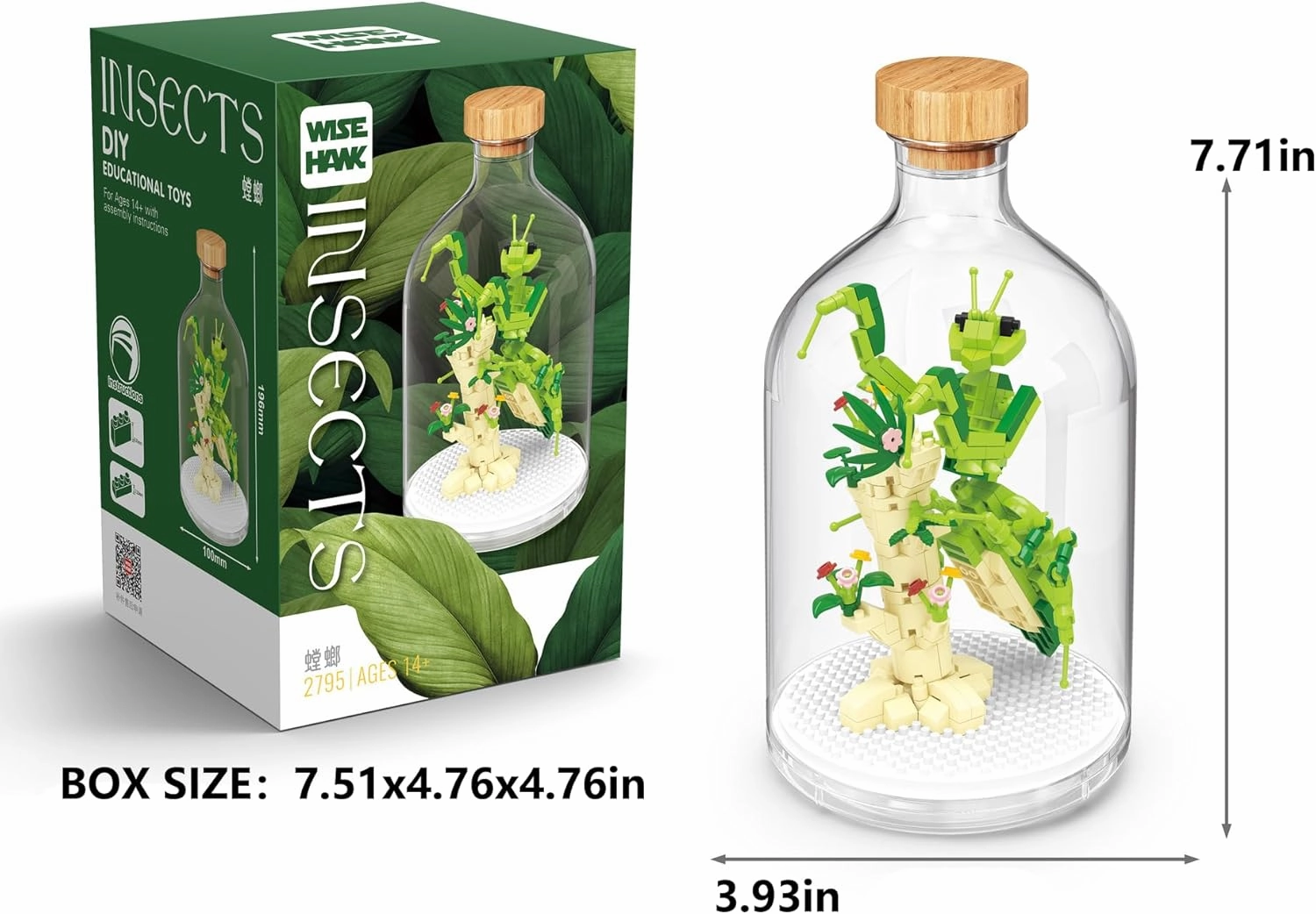 Mantis Miniature Insect Friends Building Set Creative Party Favors and Gifts for Nature Lovers - Office and Home Decor Mini Bugs Building Blocks Gift for Boys and Girls
