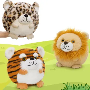 MaoGoLan 3 Pack Safari Stuffed Animals Bulk, 11'' Plush Lion Tiger Leopard Cheetah Toys Animal Shaped Throw Pillow for Teens Girls Kids Christmas Easter Valentine's Day Birthday Gift