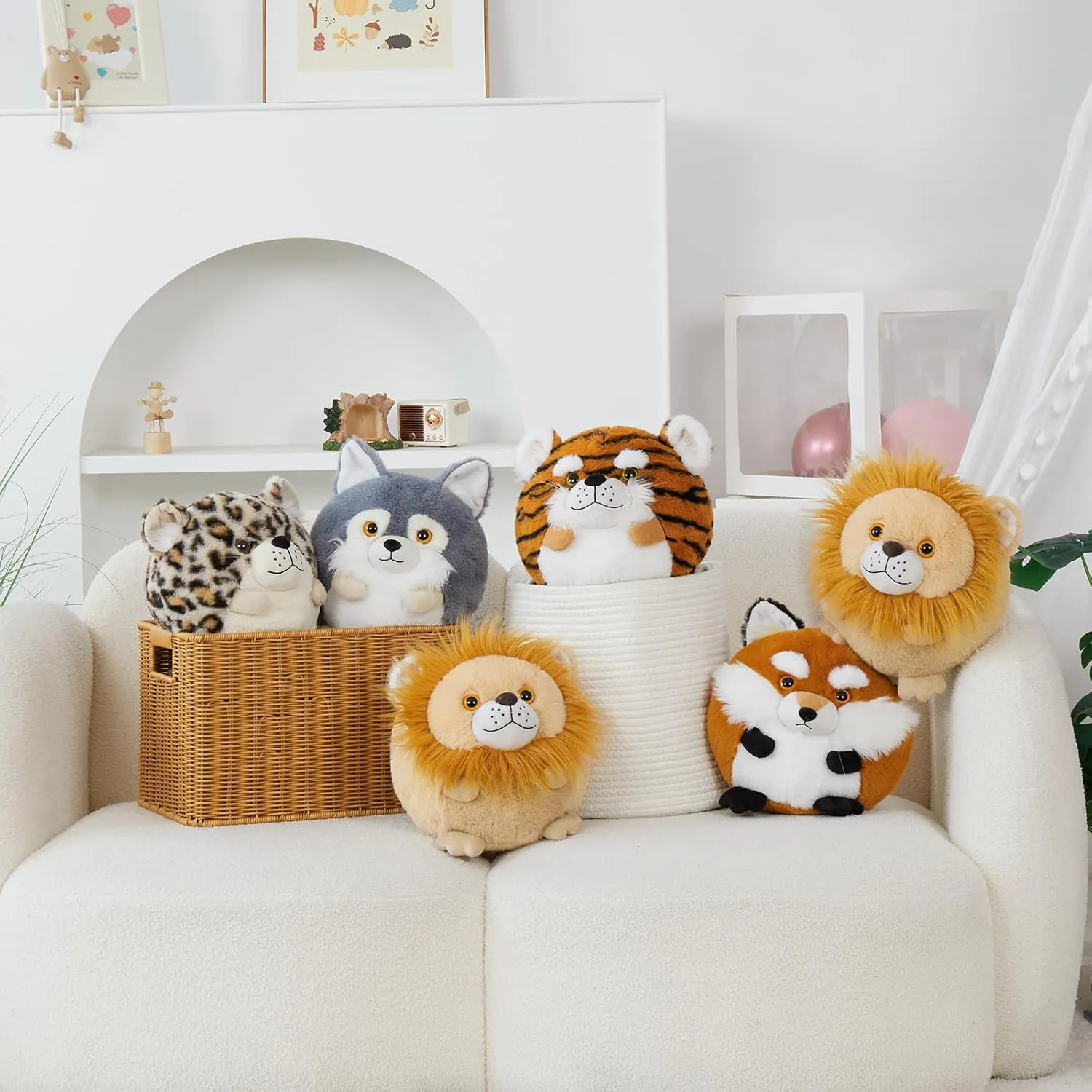 MaoGoLan 3 Pack Safari Stuffed Animals Bulk, 11'' Plush Lion Tiger Leopard Cheetah Toys Animal Shaped Throw Pillow for Teens Girls Kids Christmas Easter Valentine's Day Birthday Gift
