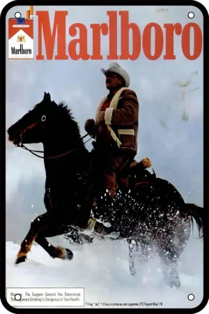 Marlboro Man Cowboy Tin Sign Vintage Wall Poster Retro Iron Painting Metal Plaque Sheet for Bar Cafe Garage Home Gift Birthday Wedding