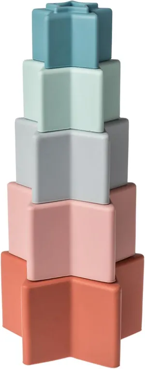 Mary Meyer Baby and Toddler Toys Simply Silicone Stacking Cups for 6  Months Old Preschool Gifts, 9-Inches, Stars